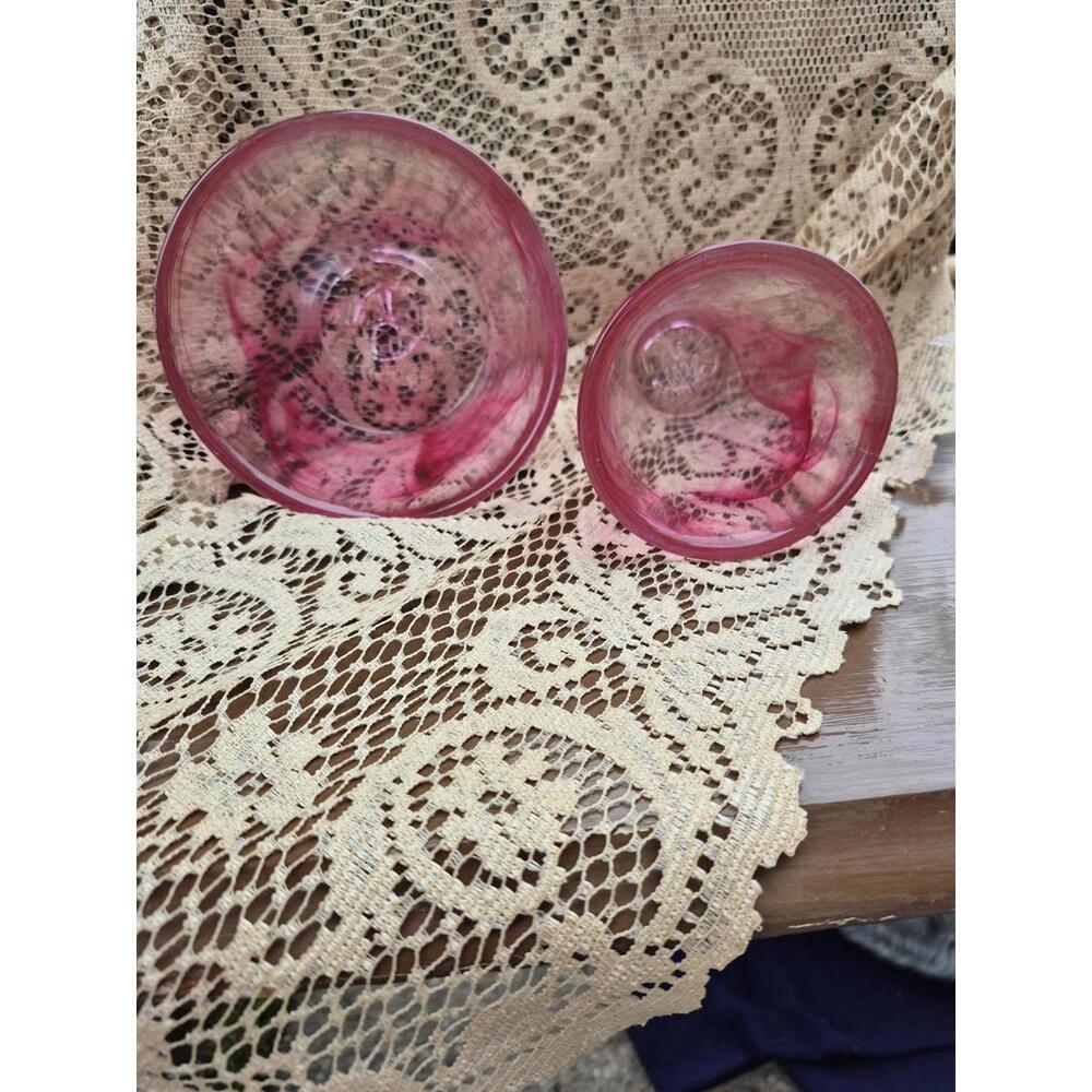 Kosta Boda Mine Bowl & Tumbler in Pink Swirl UHV Glass - Swedish Glass - Picture 6 of 8